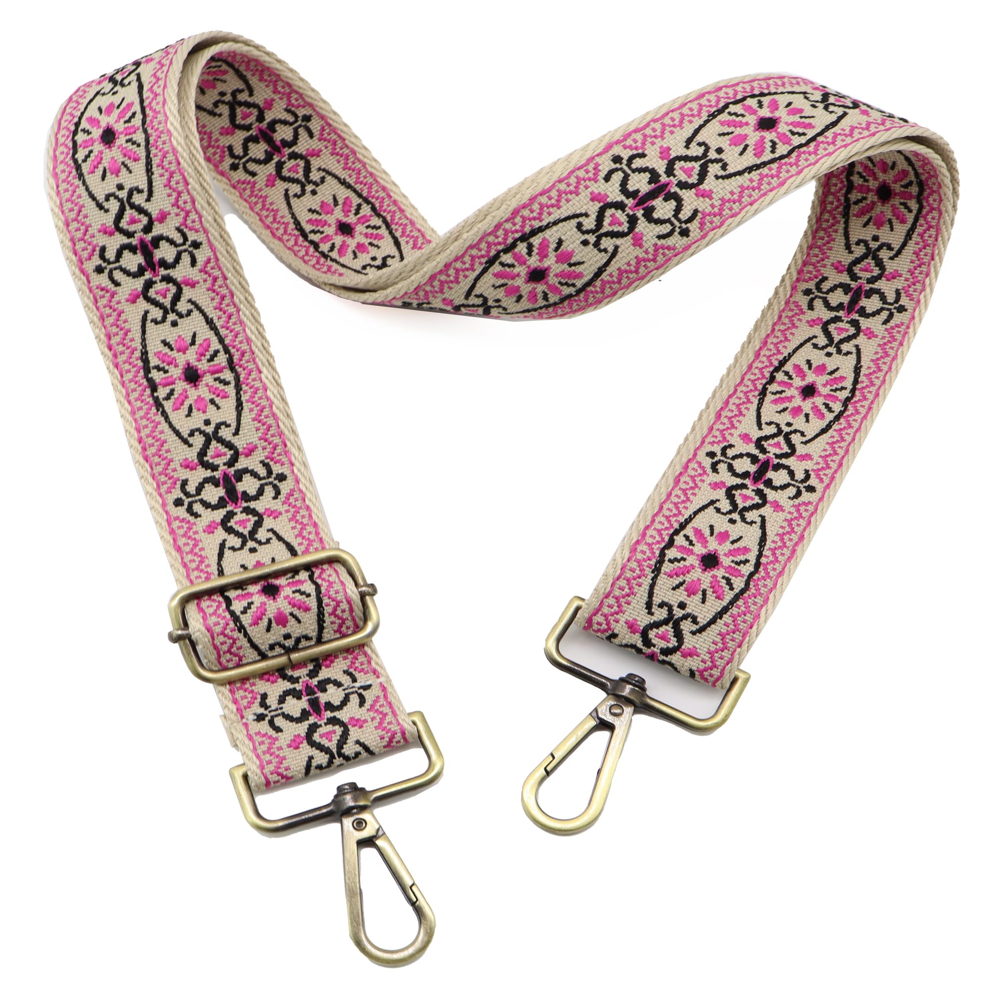 LEMEDE Purse Strap Adjustable Replacement Crossbody Bag Strap Retro Jacquard Embroidery Shoulder Straps for Canvas Bag