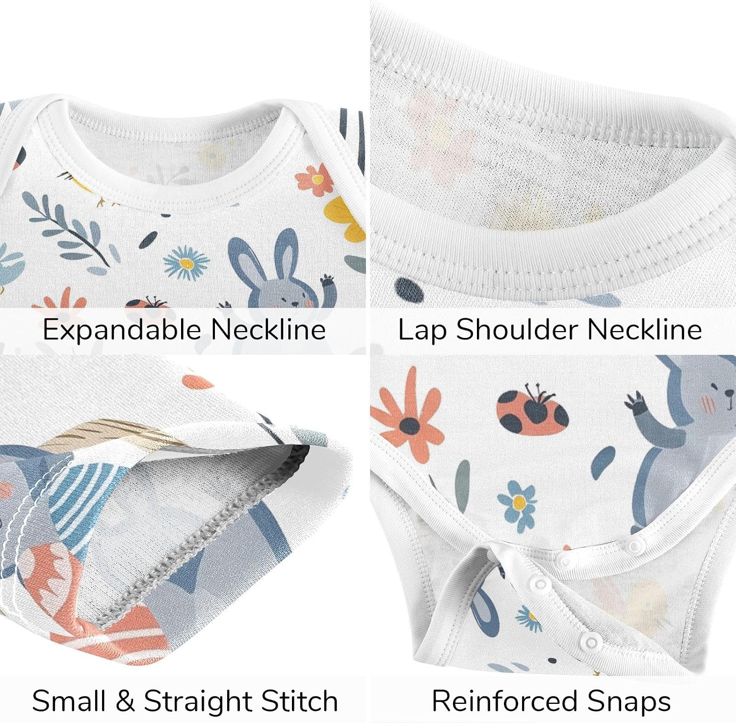 vvfelixl Baby Clothes Outline Cute Bunny Baby Bodysuits Set Unisex Short Sleeve Babys Pants Sets 0-3M