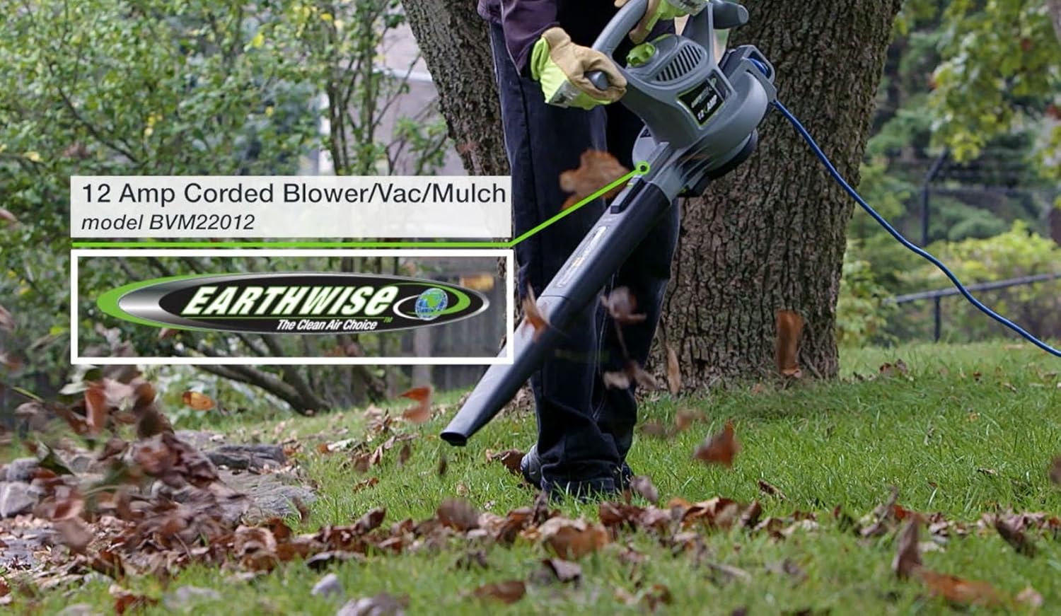 Earthwise BVM22012 12-Amp Variable Speed Corded Electric 3-in-1 Blower/Vacuum/Mulcher