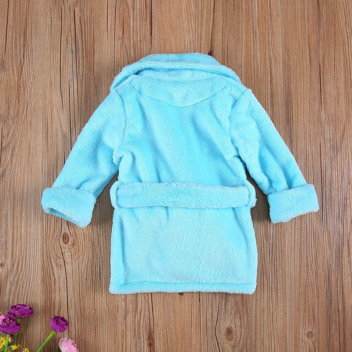 Qiylii Unisex Baby Plush Bathrobe Plain Kimono Gown Newborn Toddler Girls Boys Towel Robe Nightwear Clothes - Image 7