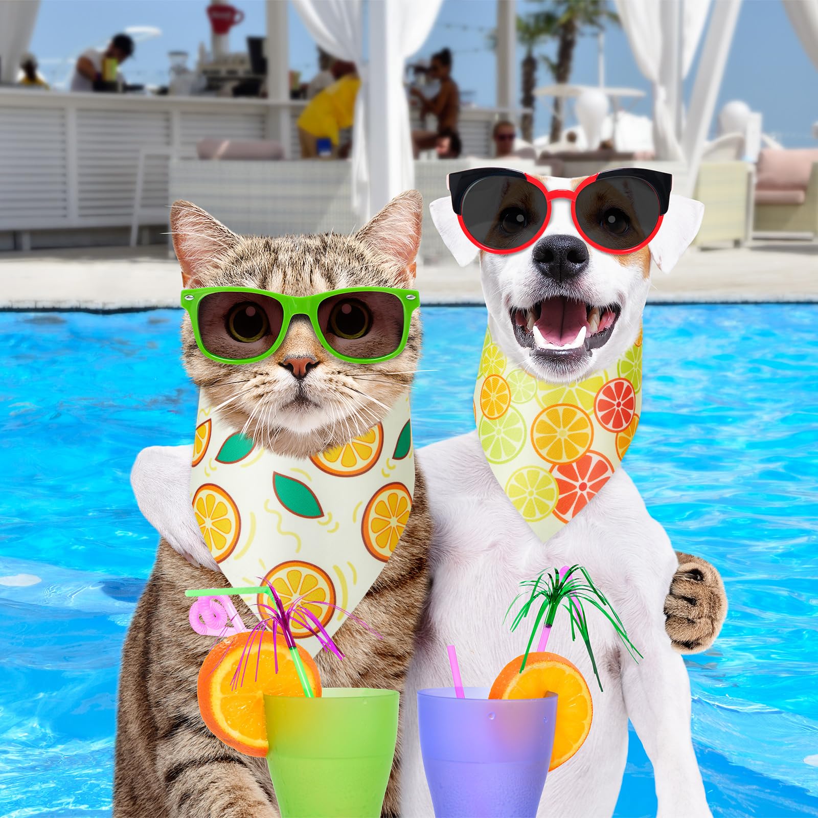 Shyyween Hundehalstücher mit Früchten, für den Sommer, Hawaii, weich, verstellbar, Dreieckstuch für kleine, mittelgroße und große Haustiere, 100 Stück