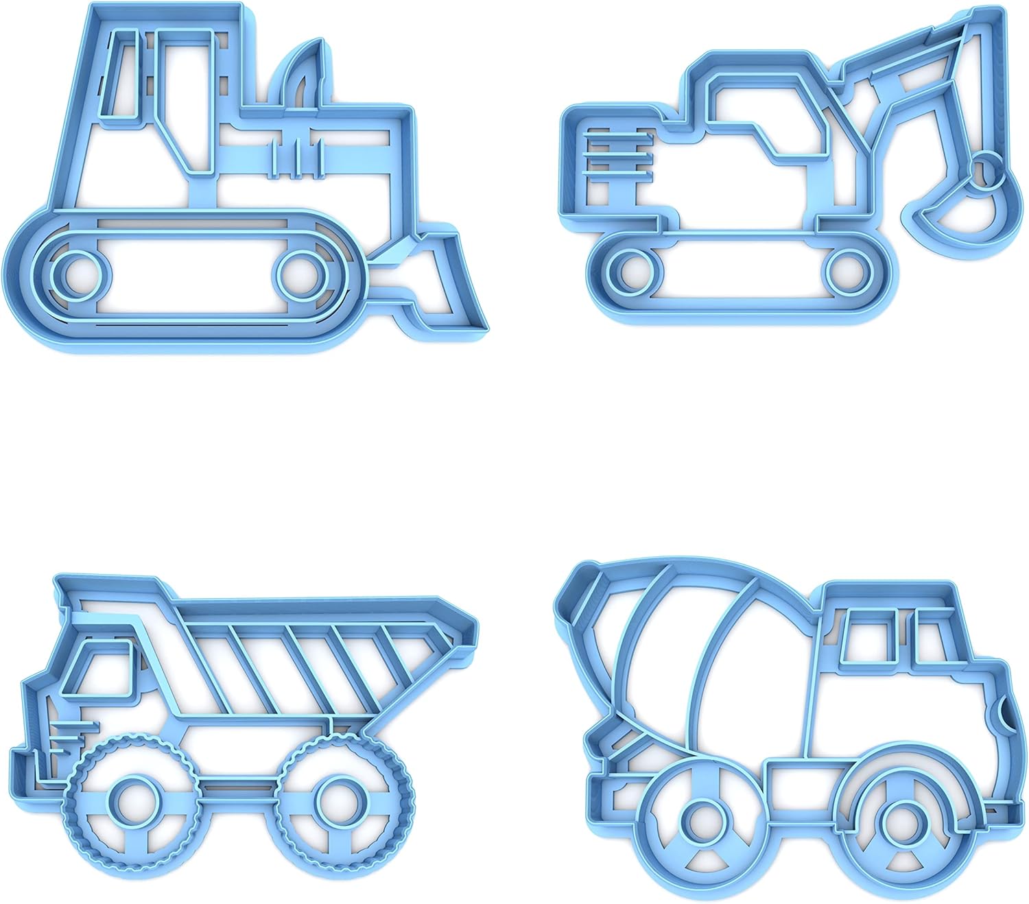 Inc Set of 4 Construction Trucks Cookie Cutter - Dishwasher Safe (5")