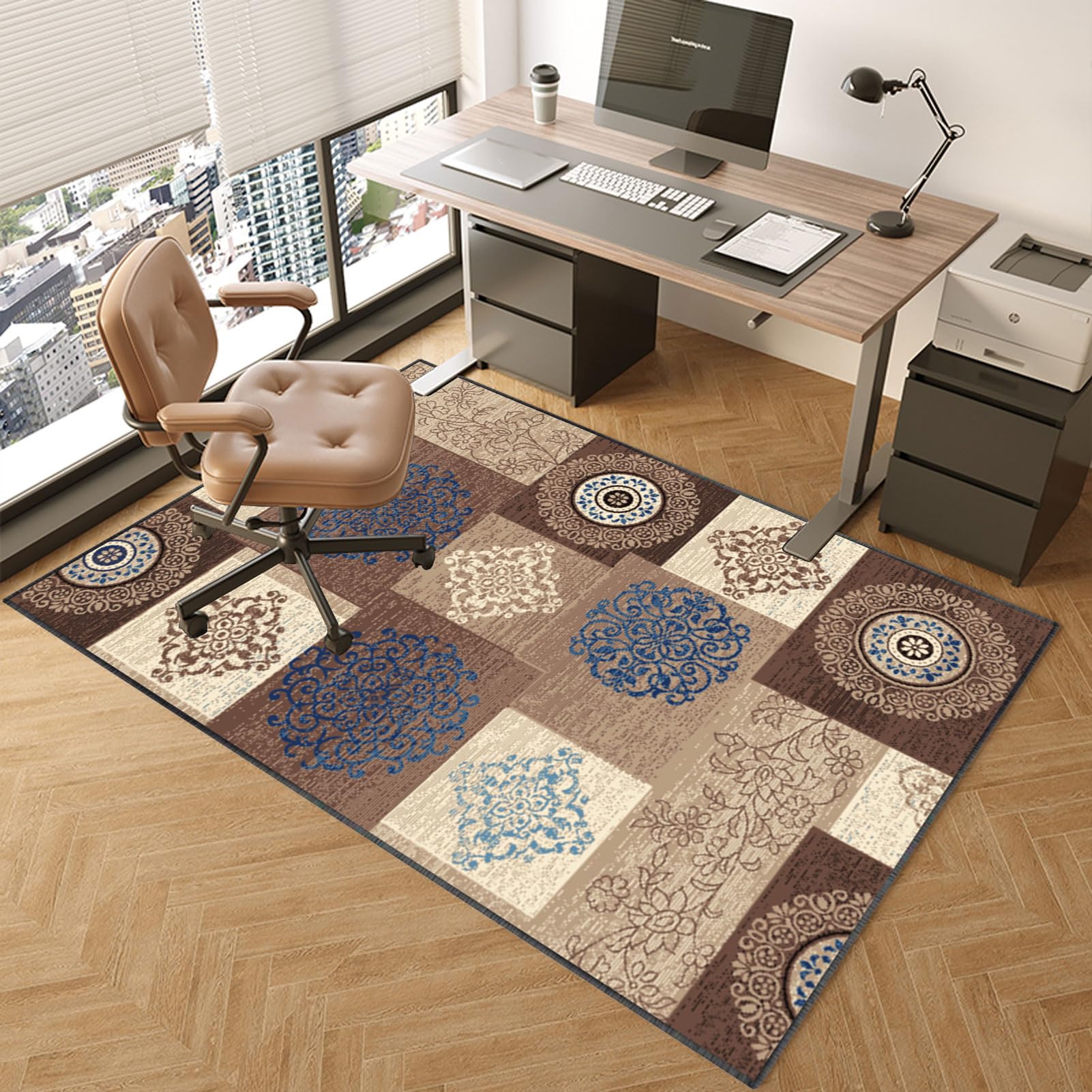 Hardhouten vloer bureaustoelmat 90 x 120 cm bureaustoelmat antislip gamingstoelmat harde vloerbeschermer voor computerstoel thuis en kantoor tapijt