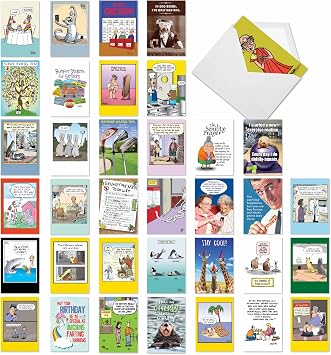 NobleWorks - Variety Pack of 36 Assorted Funny Birthday Greeting Cards Bulk Box Set w/Envelopes, Edgy Adult Humor BDay Pack for Men, Women, Friend - Birthday Favorites Collection AC2911BDG-B1x36
