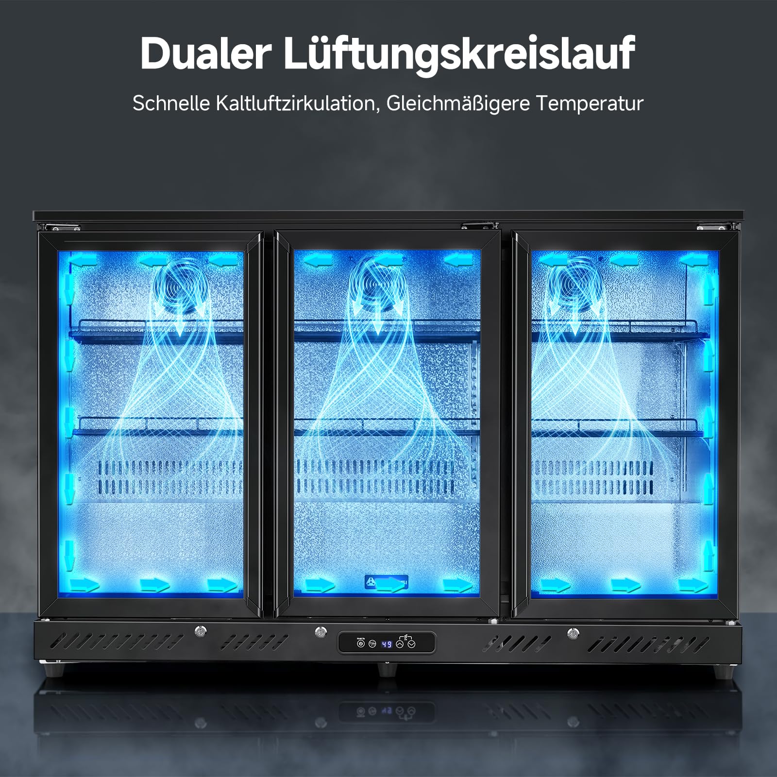 AAOBOSI Bierkühlschrank 339L Touch-Display 0–10°C LED-Seitenbeleuchtung Automatische Abtauung Sicherheitsschloss
