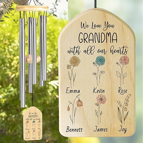 Miniatura 34 de Regalos personalizados para abuelas, campanillas de viento, regalos para abuela, regalo perfecto para el día de la madre, cumpleaños, Acción