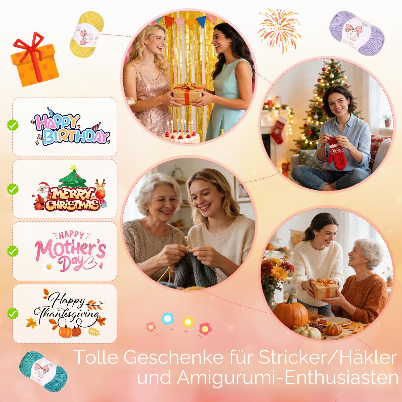 Aeelike Feines Chenille Garn zum Häkeln, 12×50g Chenille Yarn Set, Mützen