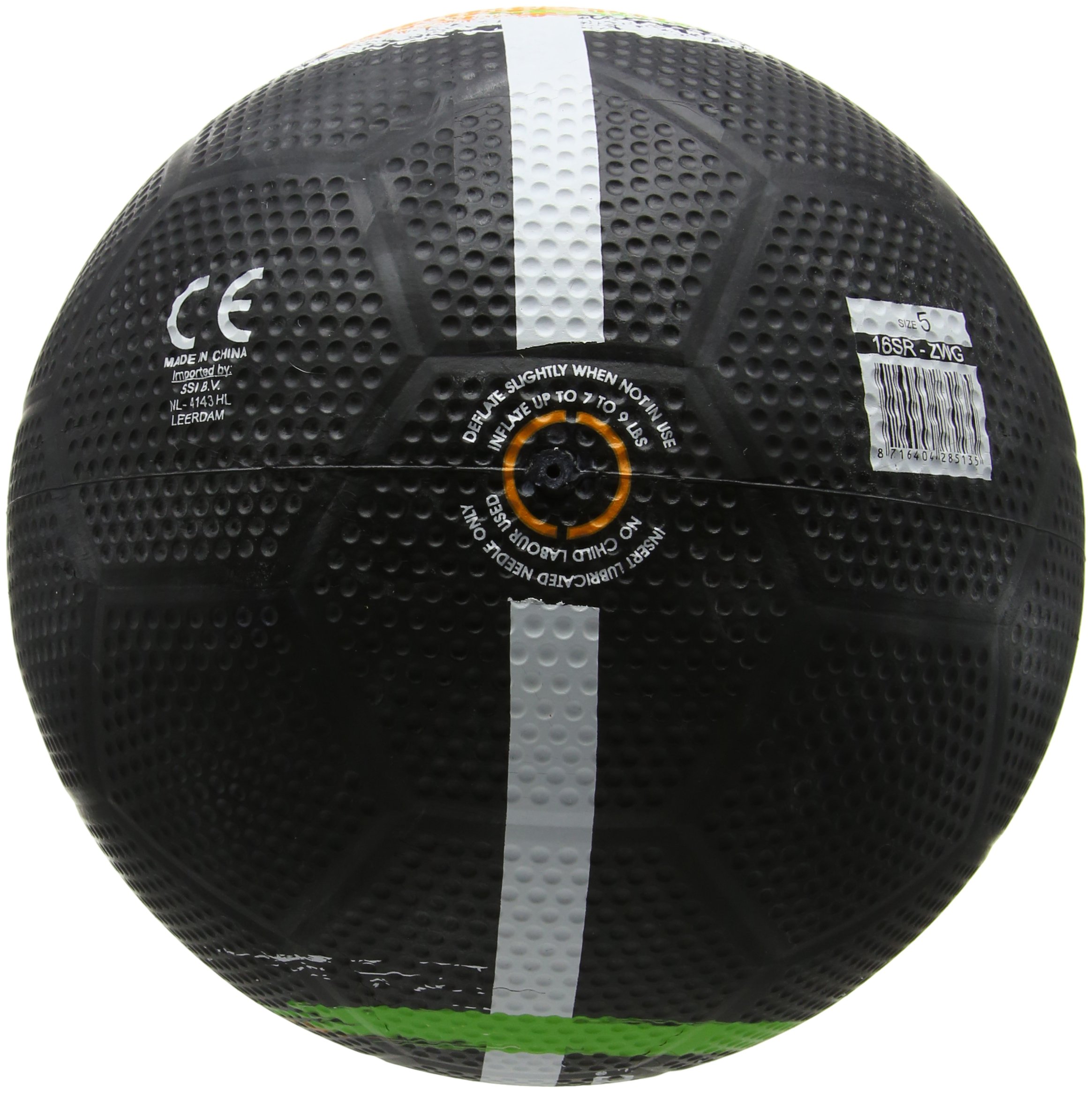 Schreuders Sport Men Avento Street Football - Black/White/Fluorescent Green/Fluorescent Orange, Size 5