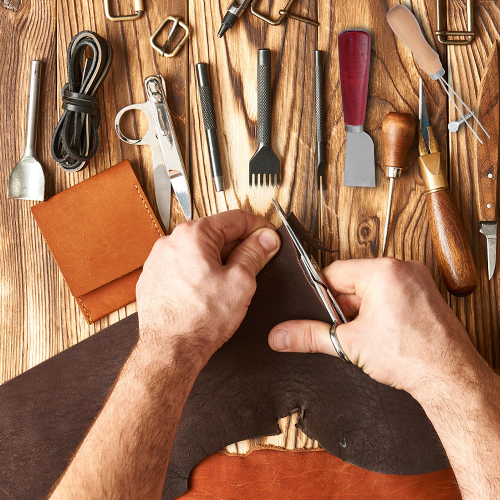 18 Piezas Kit de Herramientas de Cuero para Principiantes