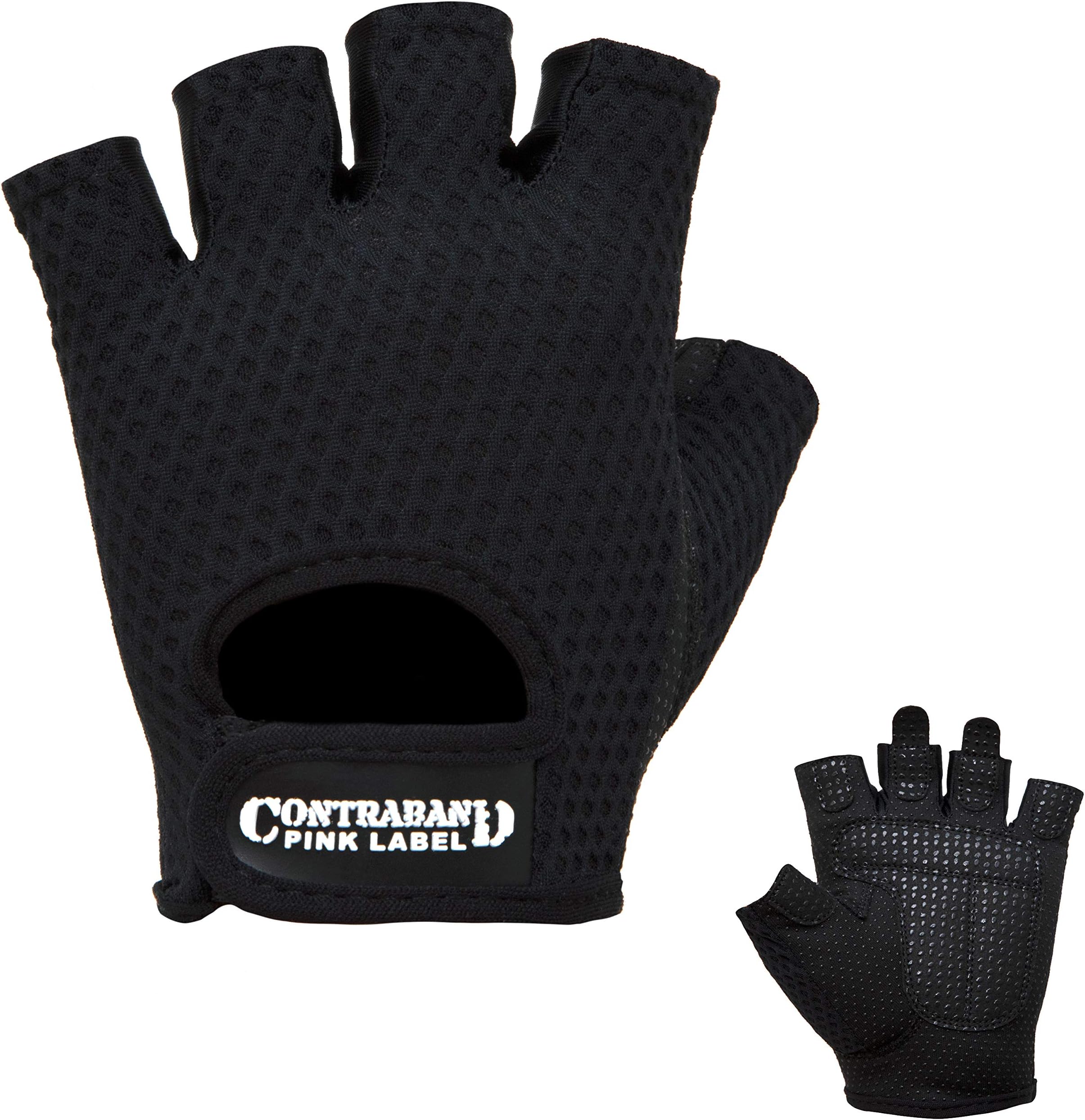 Contraband Pink Label5307 Womens Designer Workout Gloves | Low Sweat Diamond Mesh Fabric w/Grip-Lock™ Silicone Palm