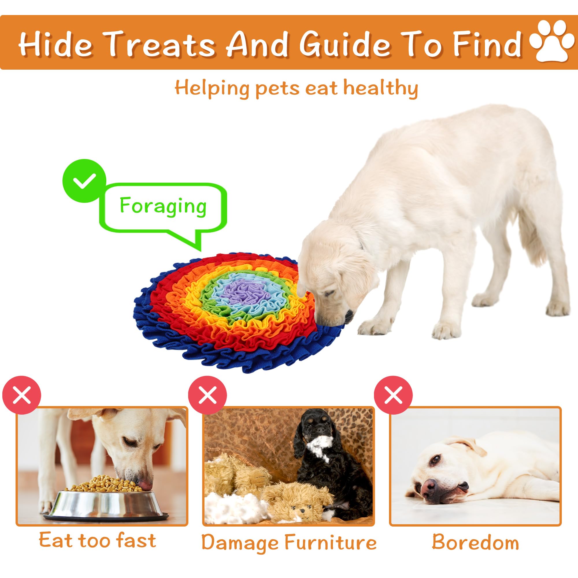 Lot de 2 tapis à renifler pour chiens - Tapis à renifler pour chiot, chat - Jouets interactifs pour l'entraînement aux odeurs pour les compétences de recherche de nourriture et soulagement