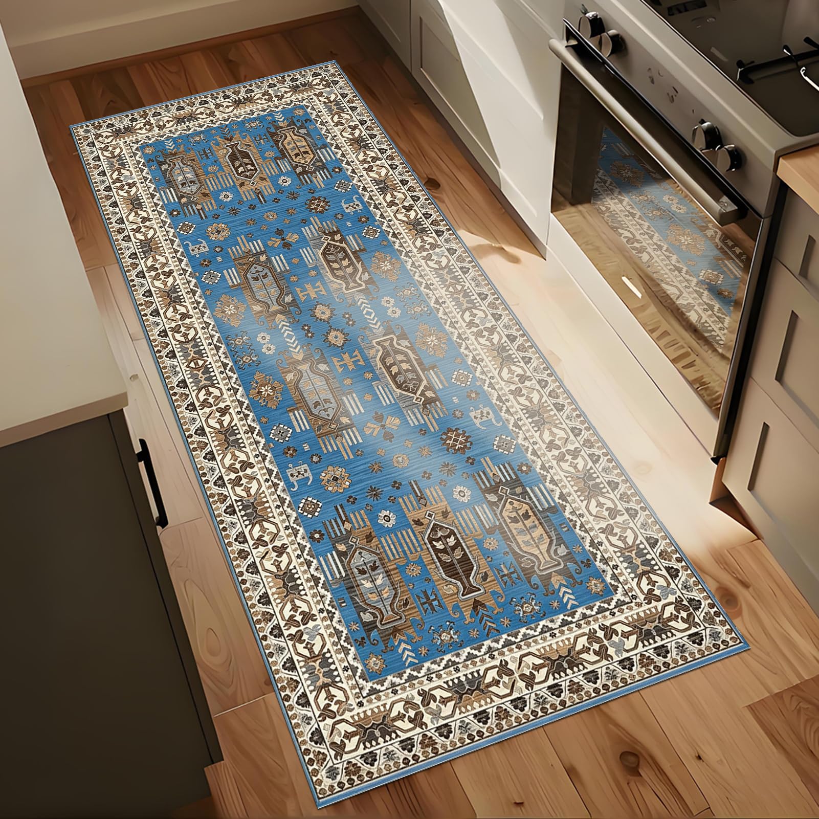 Alfombra de pasillo largo 60x230 cm y alfombrilla lavable antideslizante para cocina o entrada
