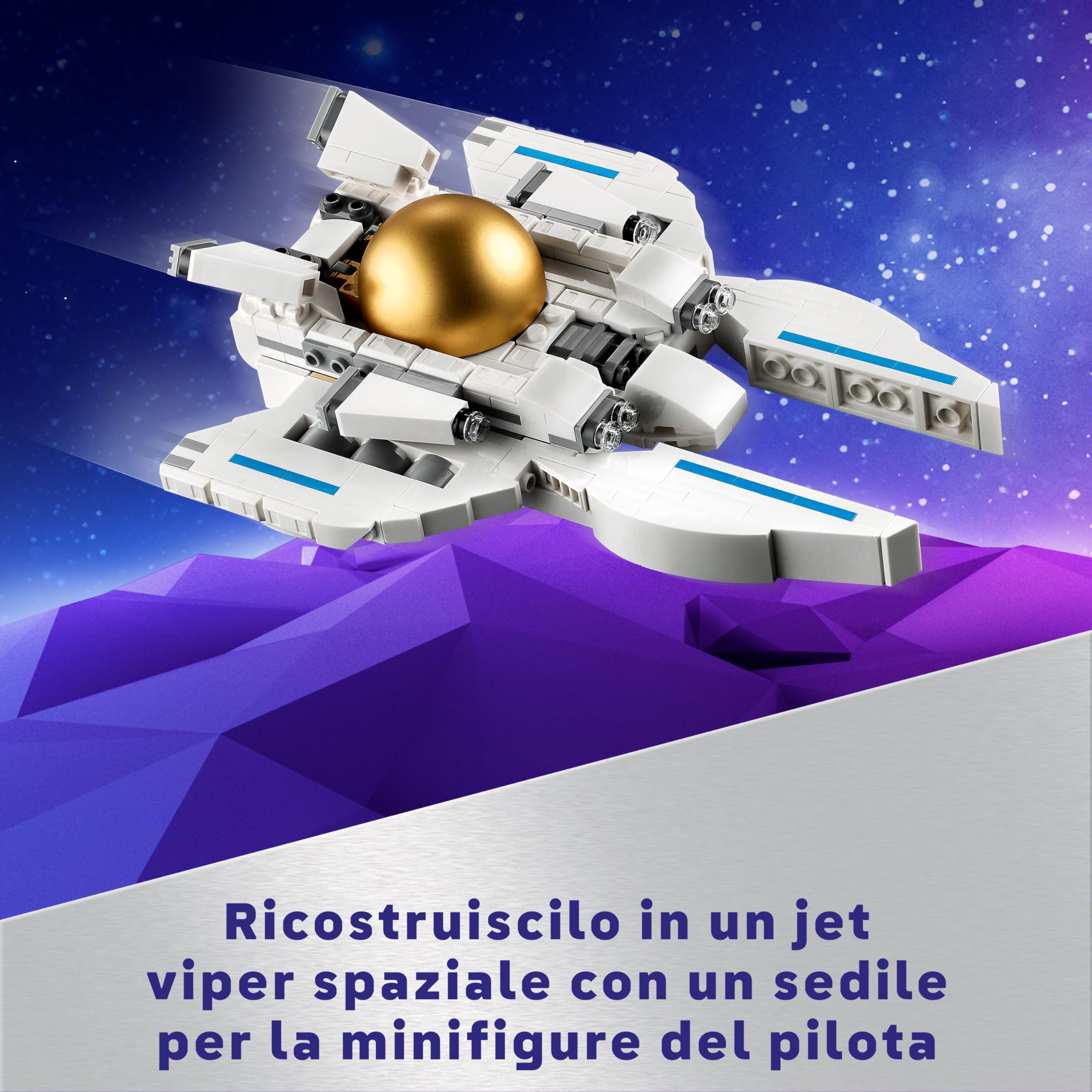 LEGO Creator 3 in 1 Astronauta Spaziale Trasformabile in Cane Giocattolo o in Modellino di Astronave Viper Jet, Giochi da Costruire per Bambini e Bambine da 9 Anni, Idea Regalo a Tema Spazio 31152