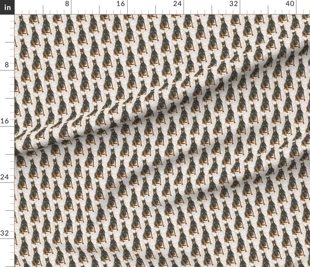 Spoonflower Fabric - Doberman Black & Tan Pinscher Dog Pet Printed on Petal Signature Cotton Fabric by The Yard - Sewing Quilting Apparel Crafts Decor