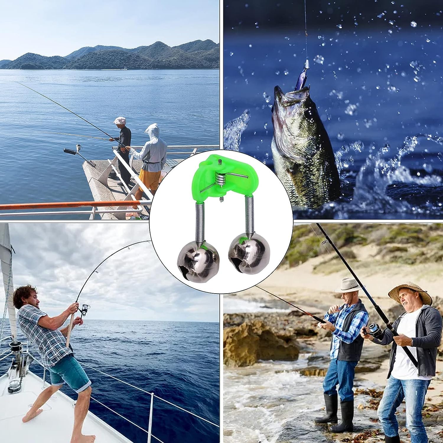 Cloche de Pêche 10 pièces Alarme Morsure Indicateur Cloche Clips Canne à Pêche Plein Air