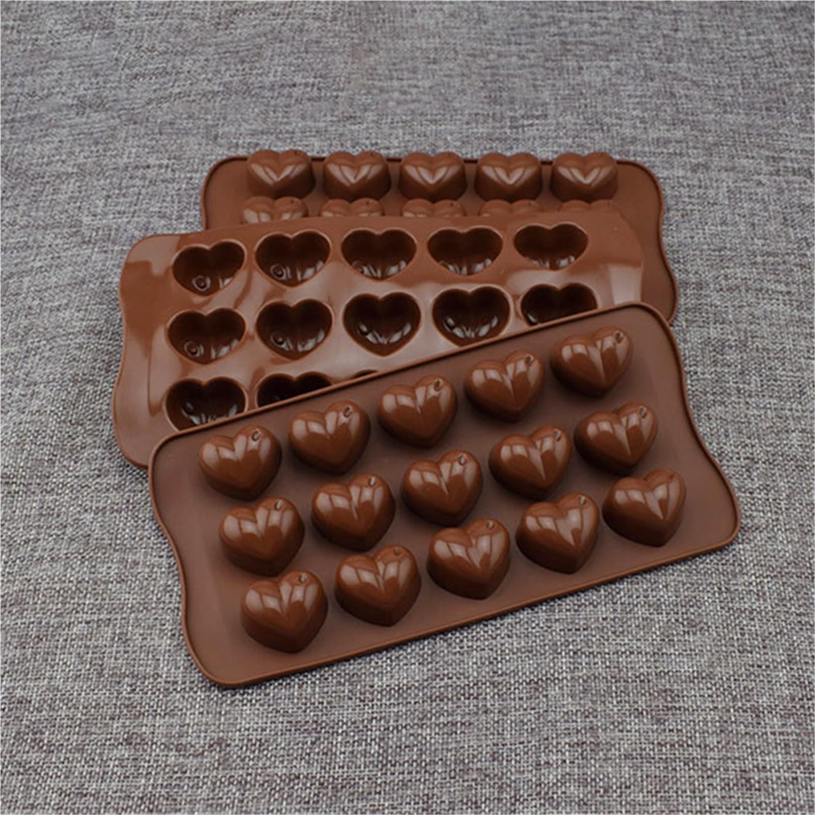 Juego de 3 moldes silicona en forma corazón for chocolate, trufas, gelatina, hielo, jabón, dulces y caramelos. Ideales for hornear pasteles otras delicias Para Repostería Y Postres