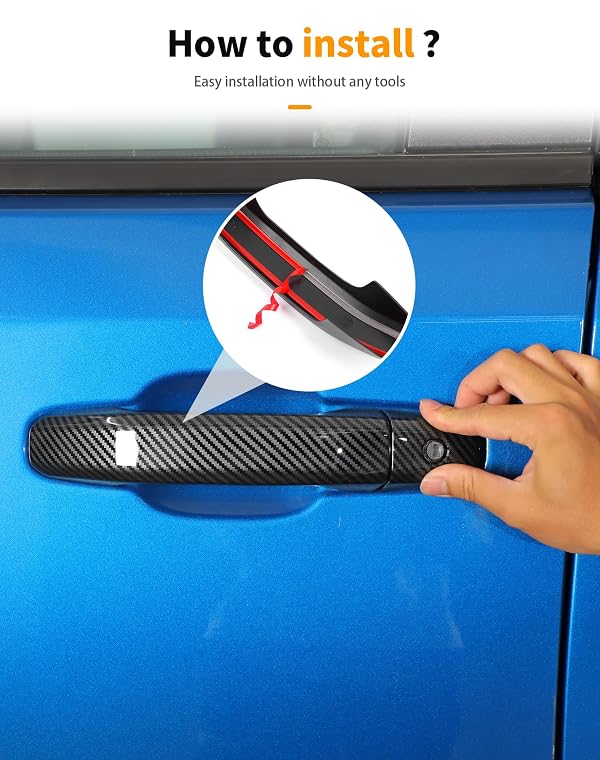 Hoolcar Carbon Fiber Exterior Door Handle Covers Trim Overlay Compatible with 2019-2024 Chevy Silverado GMC Sierra/Colorado GMC Canyon 2023-2025 Door Handle Protector Shell (Without Smartkey Hole) by Hoolcar - Used condition - Image 11