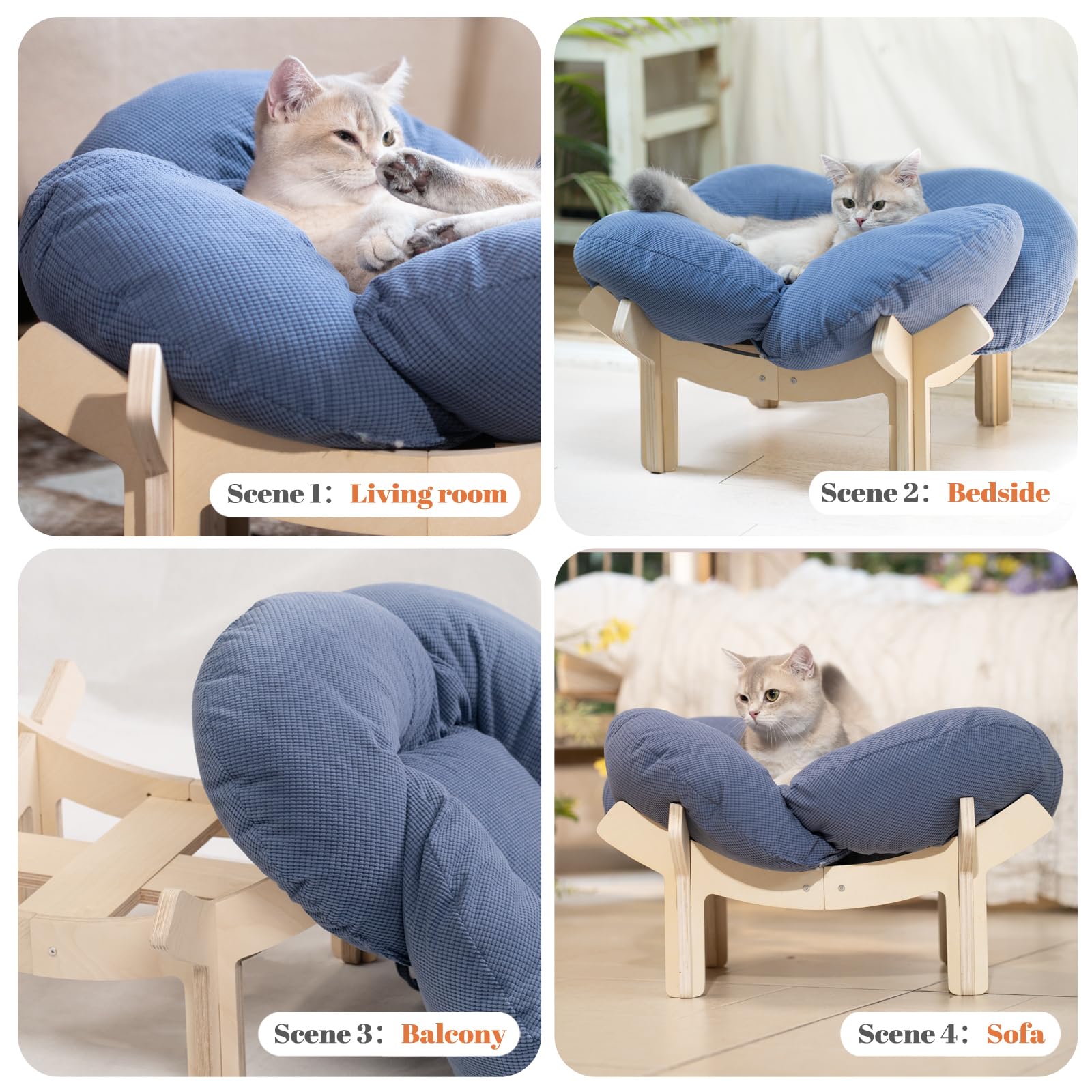 CheerPals Letto per gatti rialzato, a forma di fiore, 55 cm, L&W, grande divano per gatti, elegante e morbido cuscino altamente elastico, per dormire tutti i gatti