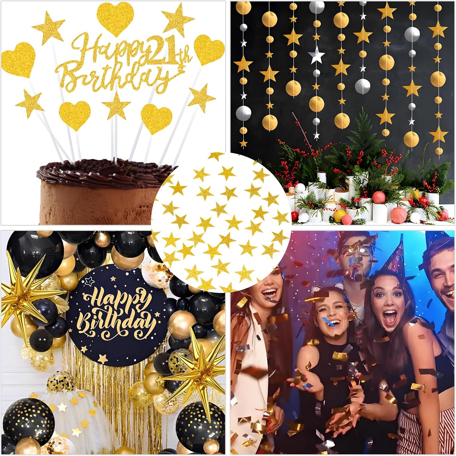 200 PCS Glitter Gold Stars Confetti, Shiny Paper Table Confetti Decor for Wedding Party Birthday Halloween Decoration(1.2" in Diameter, Star)