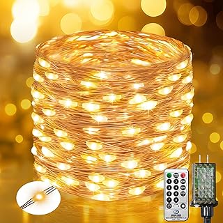 btfarm Fairy Lights Plug in with Remote, 33FT 100 LED Outdoor Twinkle Lights Waterproof