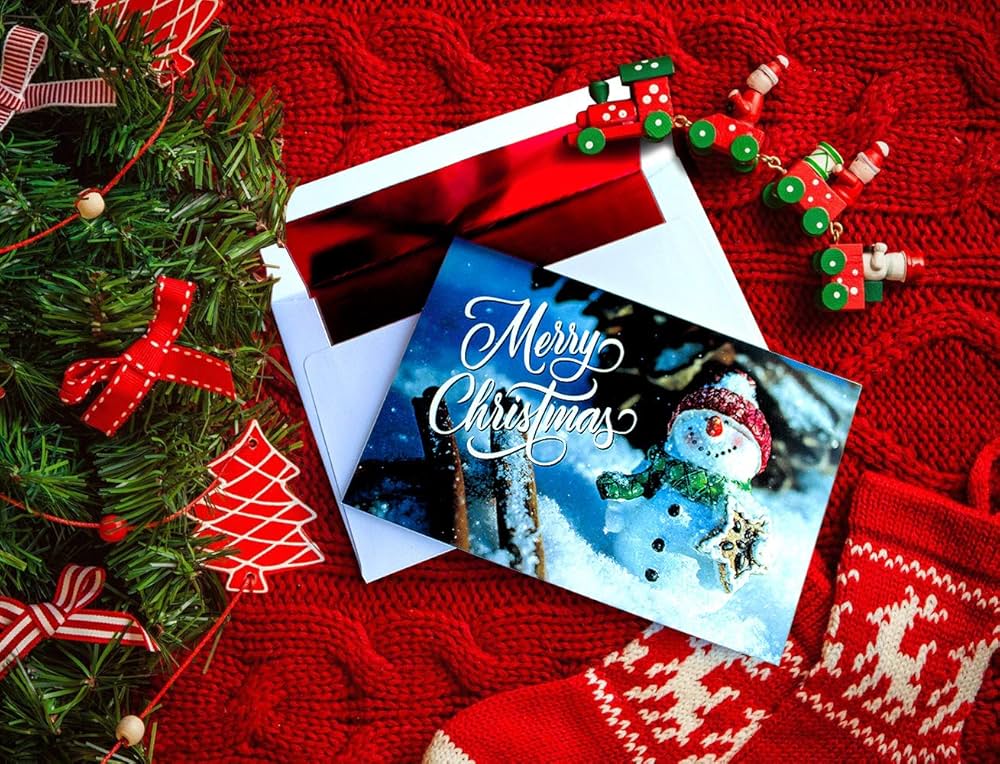 Merry Christmas Card Set Snowman Christmas Greeting Cards