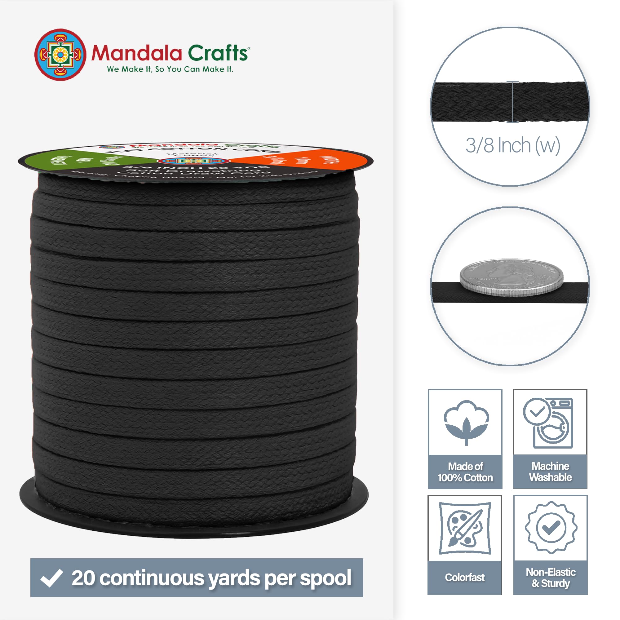 Amazon.com: Mandala Crafts Black Flat Drawstring Cord Replacement