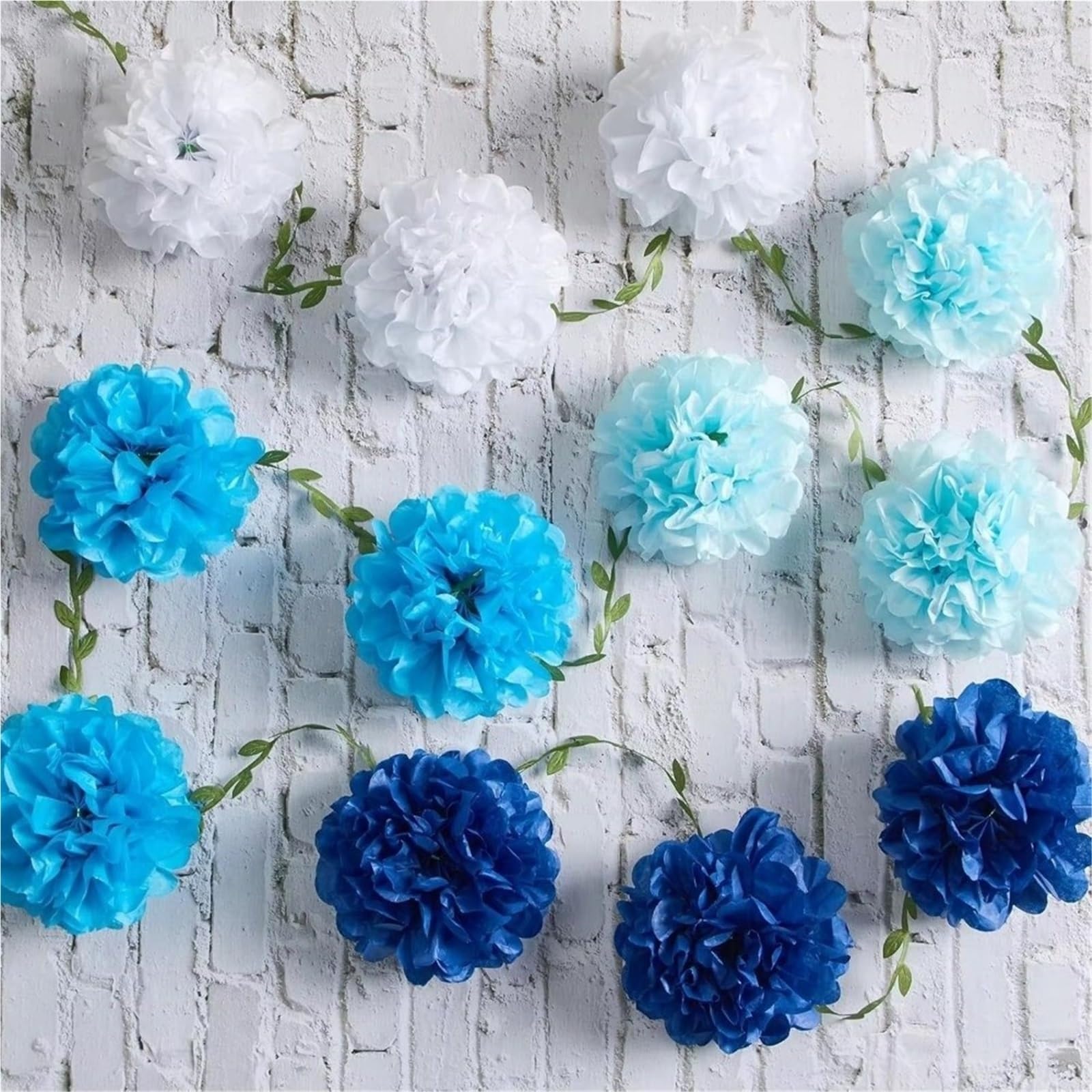 Guirnaldas de pompones papel tisú, flores artificiales colgantes simuladas, guirnalda, despedida soltera, 6 uds para Decoracion(Pink-white)