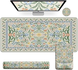 iCasso Mouse Pad with Wrist Rest, Large Desk Mat Set, Light Green