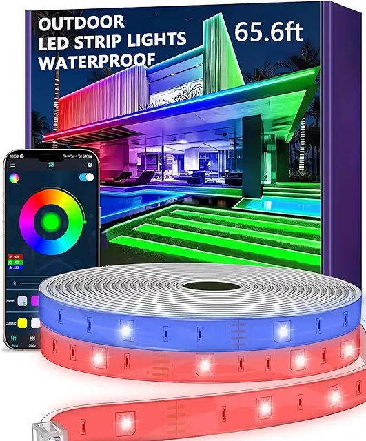 Aurevita Ruban LED Extérieur IP67 20m, Smart, Sync Musicale, Contrôle APP