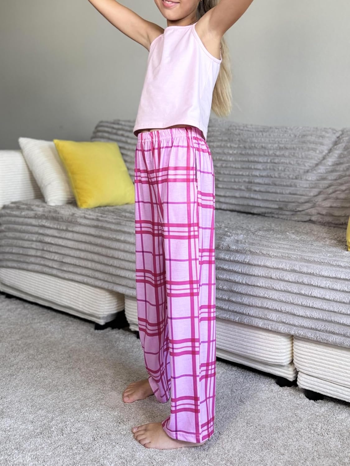 Ekouaer Girls Soft Pajamas Pants Cute Print Pattern PJ Bottoms Comfortable Lounge Long Pants with 2 Pockets - Image 3