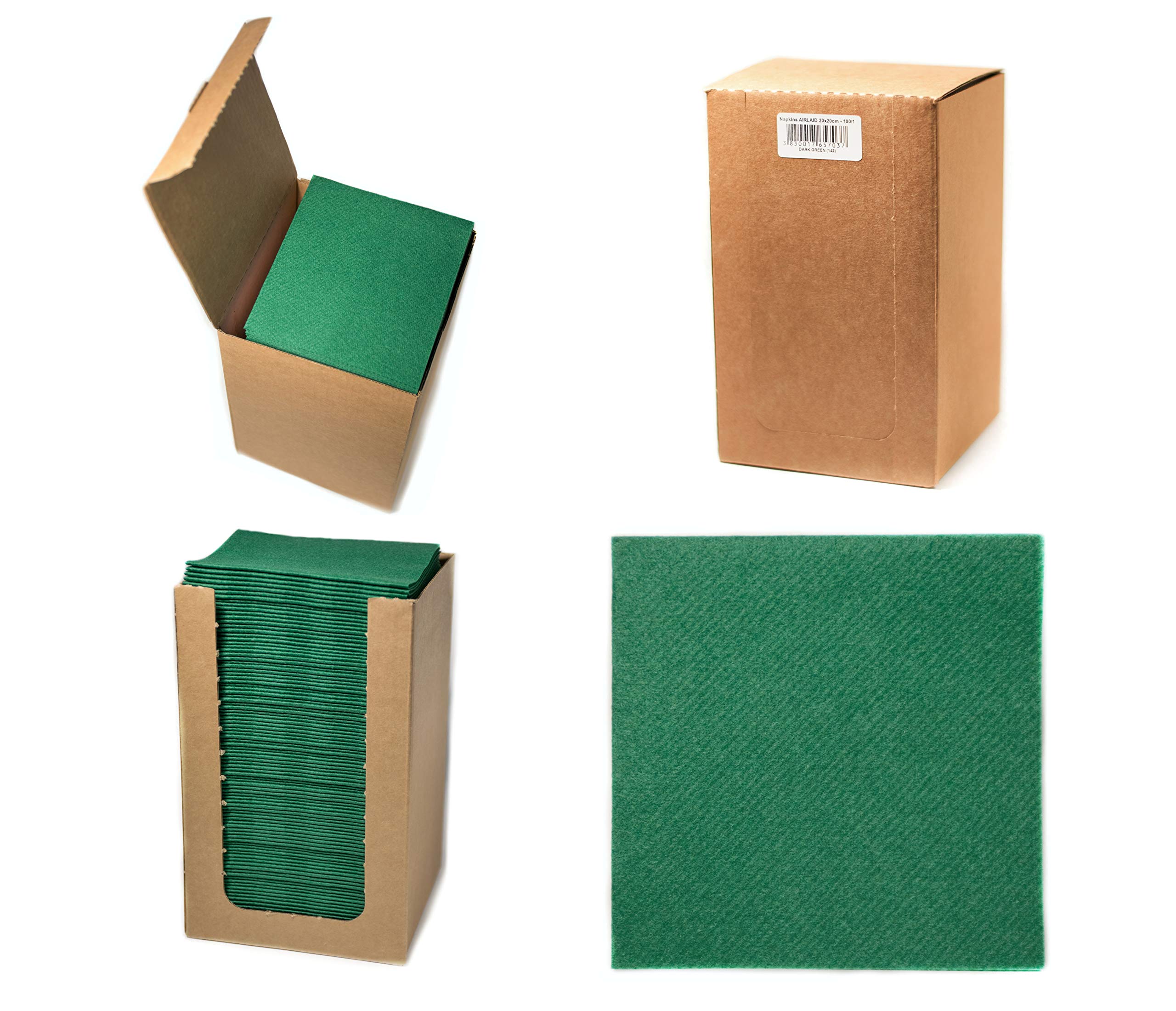 Alvotex CHIC Airlaid Lot De 100 Serviettes Coctail, 1/4 Pliées, Aspect Tissu, Jetables, De Qualité Supérieure, Vert Foncé, 20 X 20 Cm