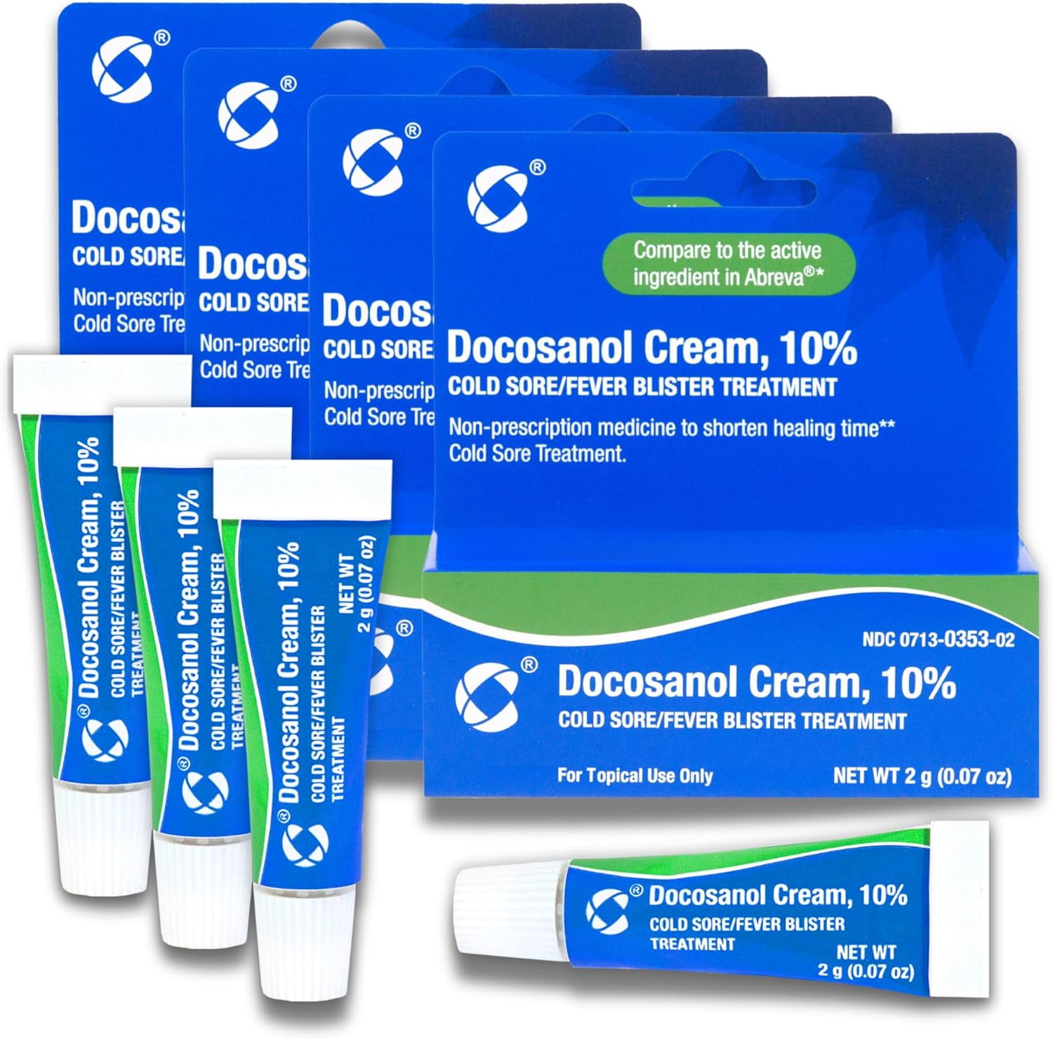Cosette Cold Sore/Fever Blister Treatment for Face or Lips with Docosanol Cream, 10% - Treatment Cream for Cold Sore/Fever Blister - 0.07 oz Tube (4)