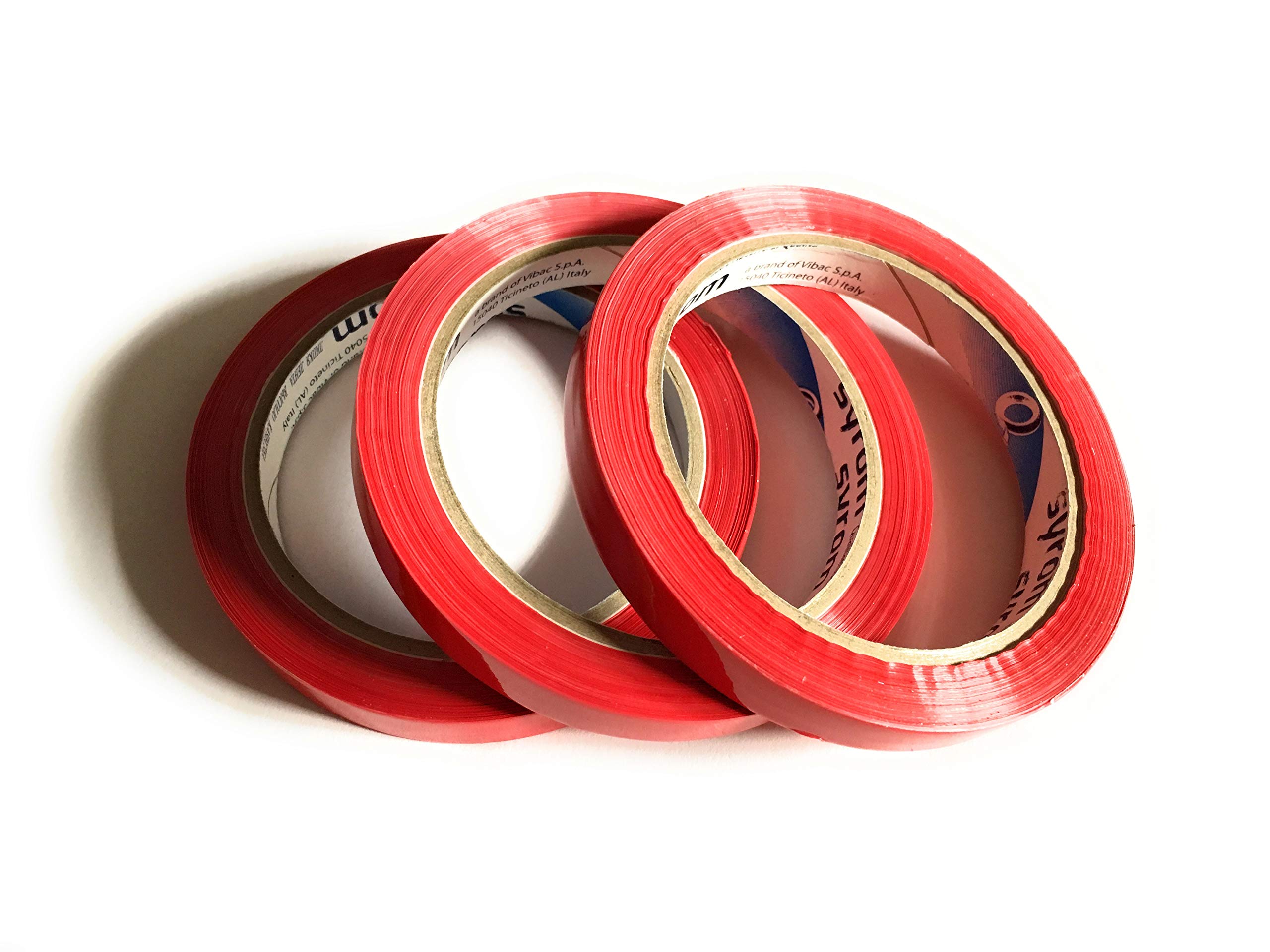 syrom 3 Rotoli Nastro Adesivo Sigillatrice nastrino 12 mm x 66 metri per chiudi sacchetti COLORE Rosso 66 m x 3 totali
