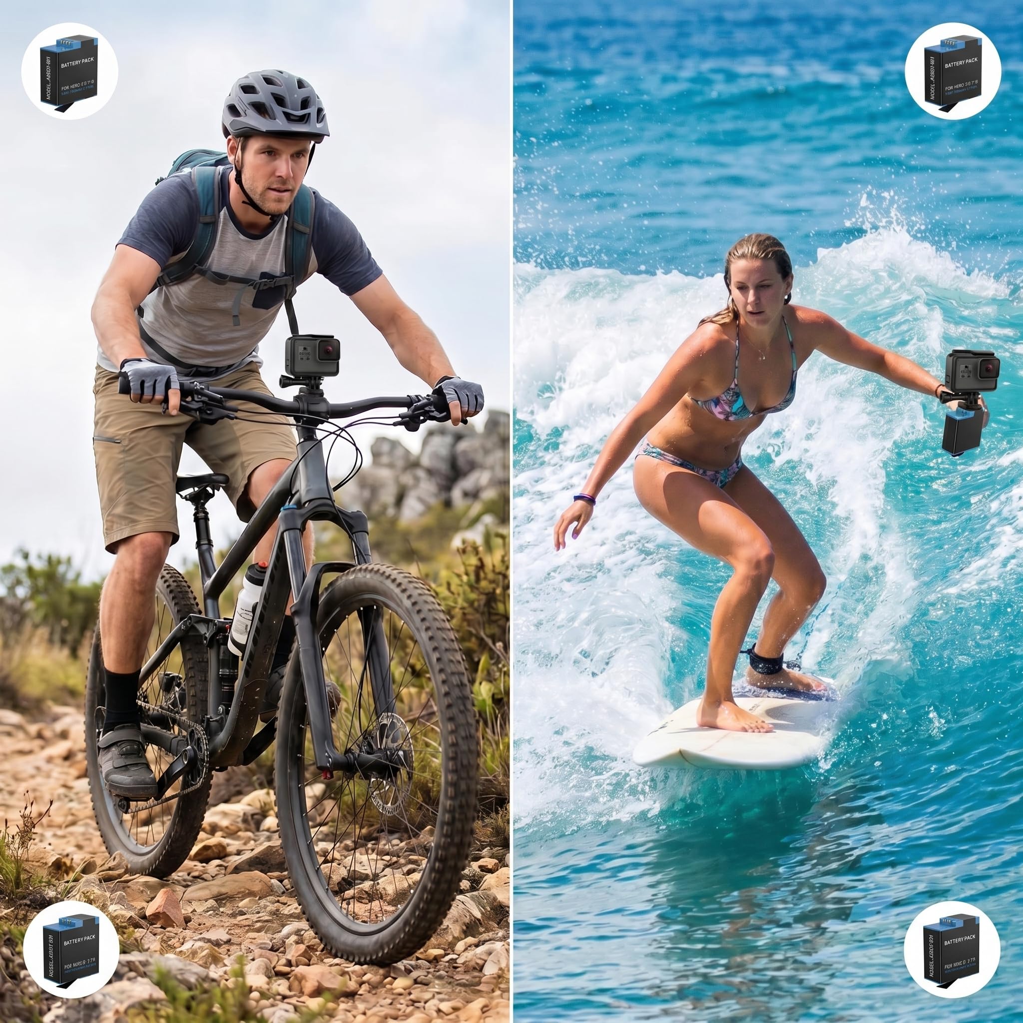 1500mAh Akku für Go Pro Hero 8/7/ 6/5 Sportkamera (1-Pack), 2026 Neues überarbeitet Ultra-hohe Kapazität Li-Ionen Ersatzbatterien
