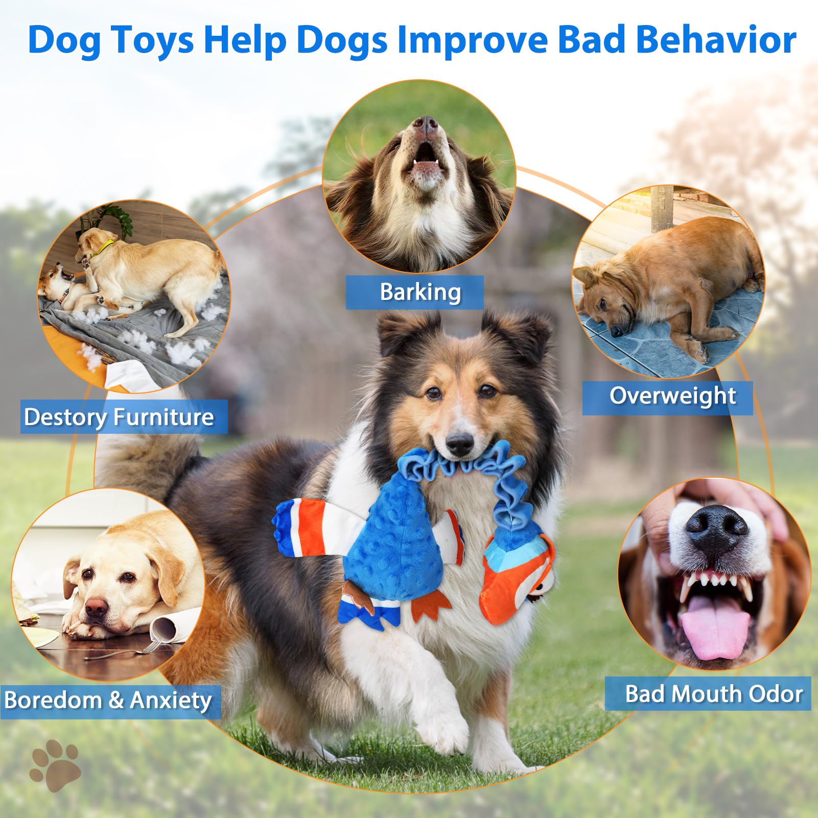 Juguetes interactivos para perros grandes, juguete de peluche con papel arrugado, juguete chirriante para cachorros y perros, varios tamaños