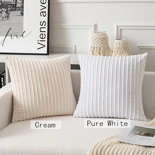 Miniatura 591 de UGASA - Juego de 2 fundas de almohada de terciopelo a rayas, funda decorativa para cojín con cremallera oculta para el hogar, sofá, dormitorio,