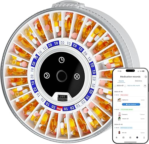 Colorwing Dispensador de pastillas inteligente 2025 para personas mayores, organizador automático de medicamentos de 31 ranuras con alarmas