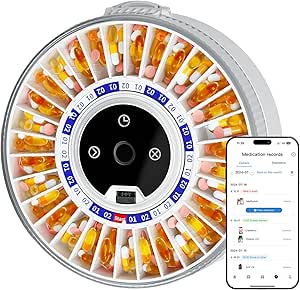 Colorwing® 2025 Smart Pill Dispenser for Seniors - 31-Slot Automatic Medication Organizer with Bluetooth Alarms, Fingerprint & Mechanical Dual Lock