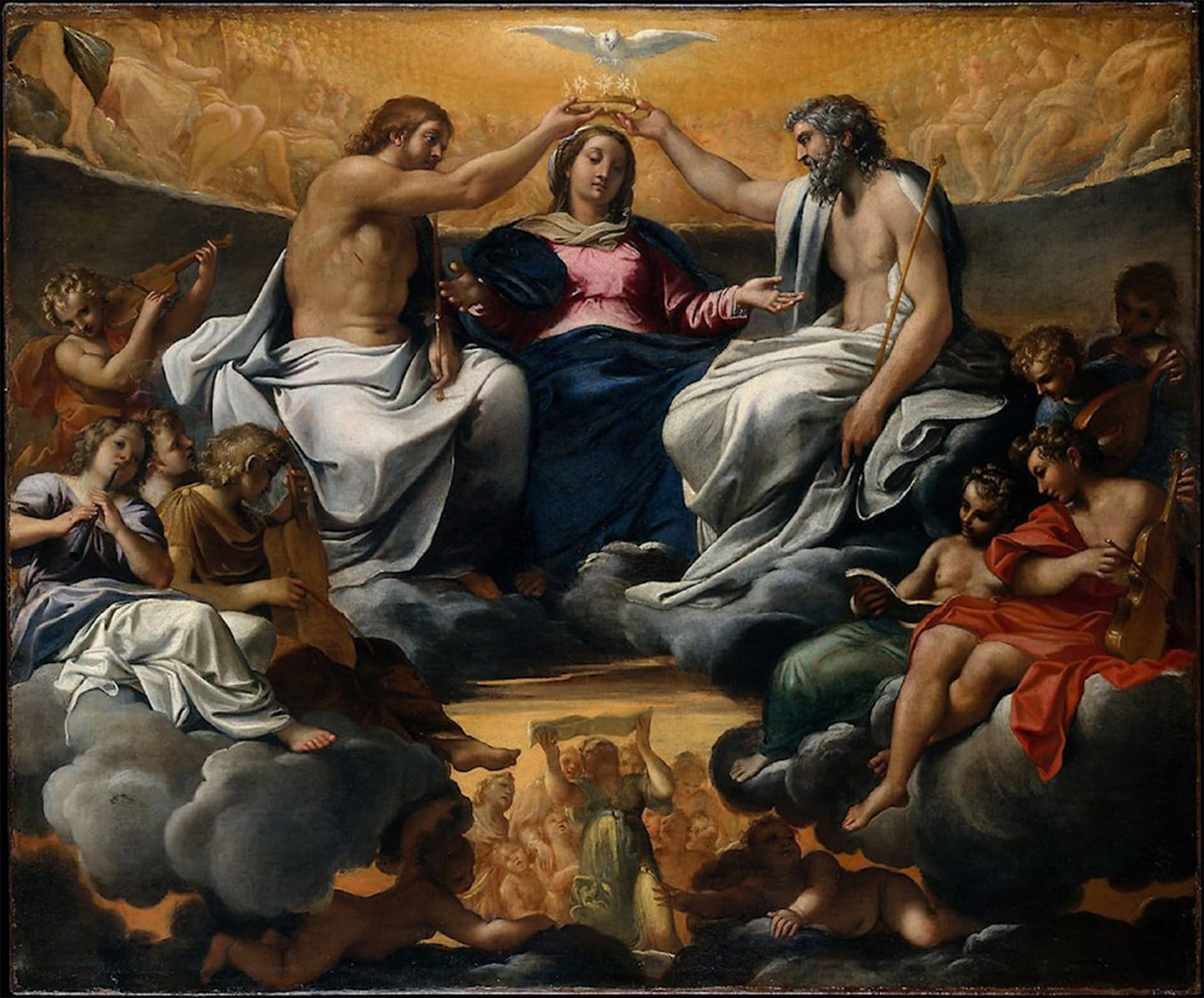 ARTXLXXBN Famous Prints Artwork Pictures Poster Painting Art the Coronation of the Virgin by Lodovico Carracci Artwork Landscape Pictures for Home Decor 60x90cm