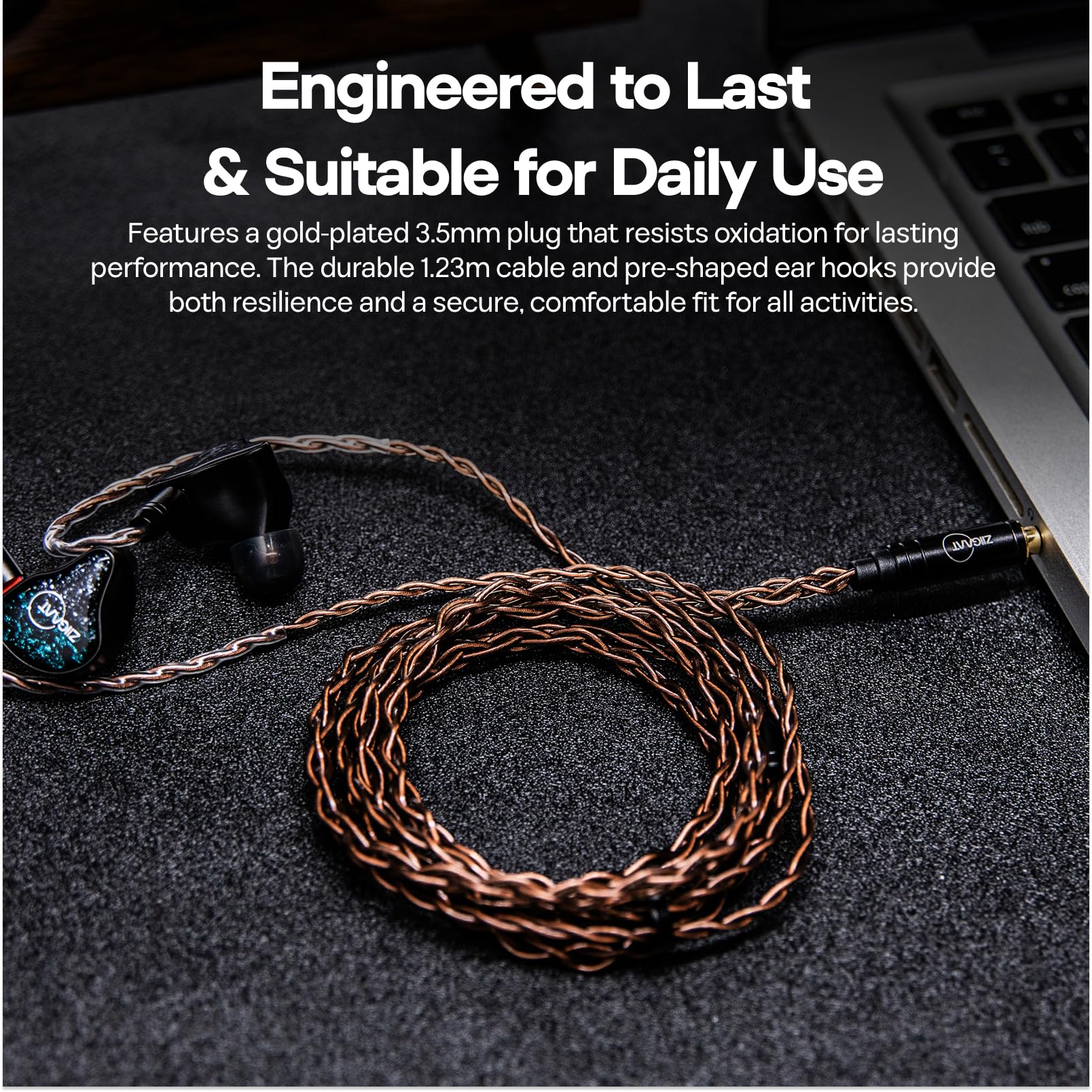 Linsoul ZiiGaat Z-01 Kabel IEM, 4-żyłowy przewód z miedzi monokrystalicznej z wtyczką 3,5 mm, odłączane złącze 2-pinowe 0,78 mm do przewodowych słuchawek HiFi Zero:2, EW300, Cadenza, Kefine, WanerSG
