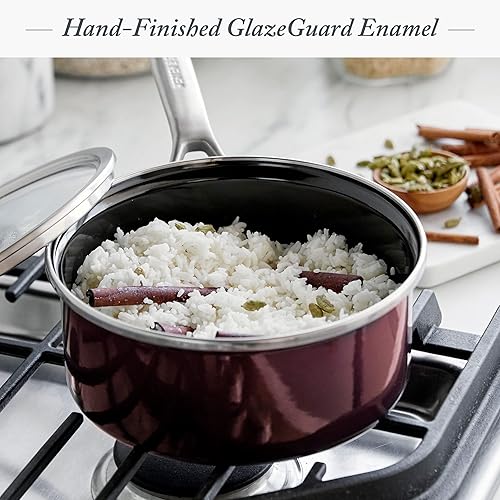 Miniatura 2 de Merten & Storck Utensilios de cocina esmaltados con núcleo de acero hecho a mano europea, olla de 2.5 cuartos de galón con tapa, inducción, sin PFAS