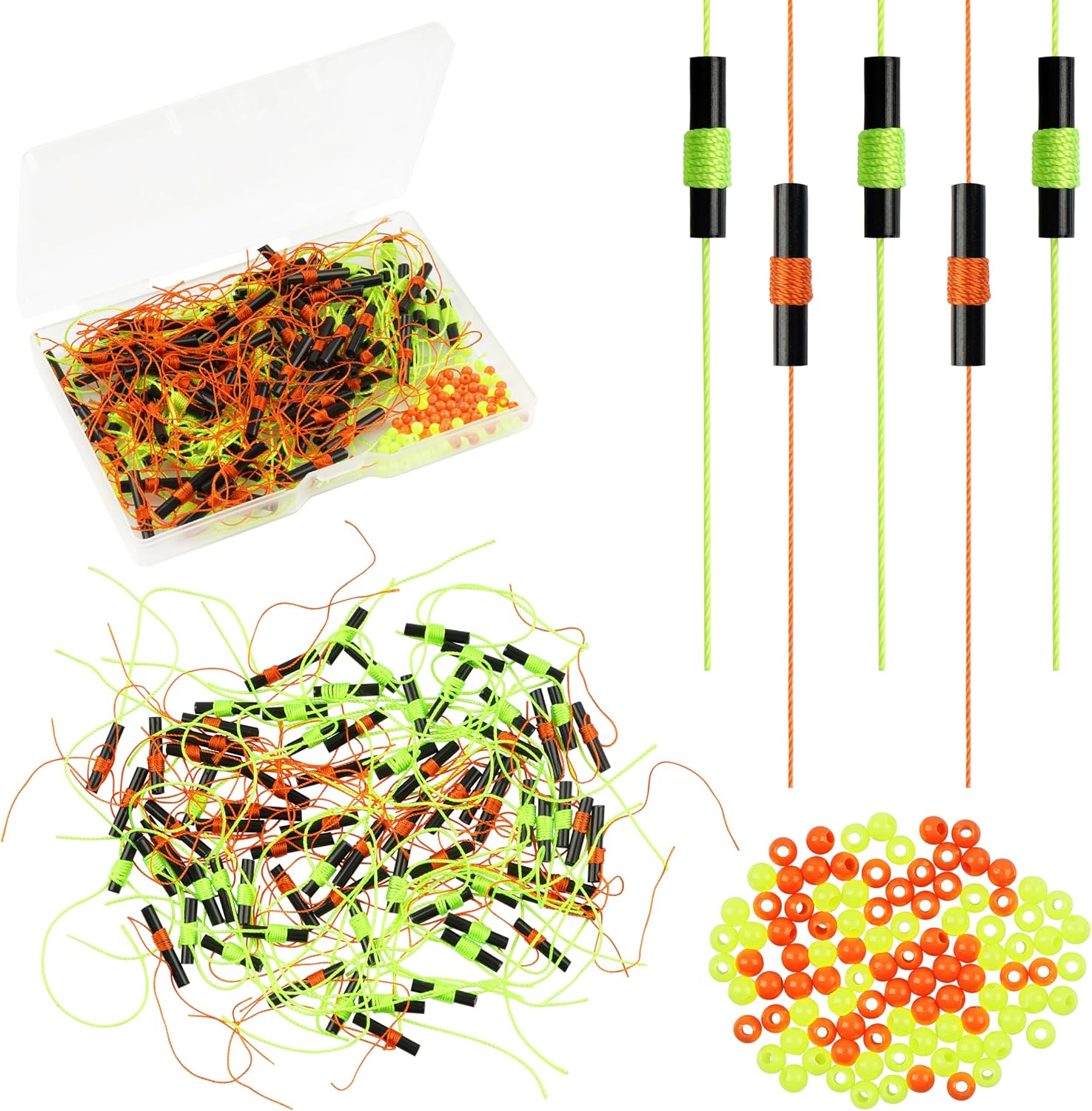 Bobber Stops for Fishing Floats, 100Pcs Slip Bobber Stop Knots with Plastic Beads Bobber Stoppers for Fishing Line or Fishing Leader Saltwater Freshwater Fishing Tackle