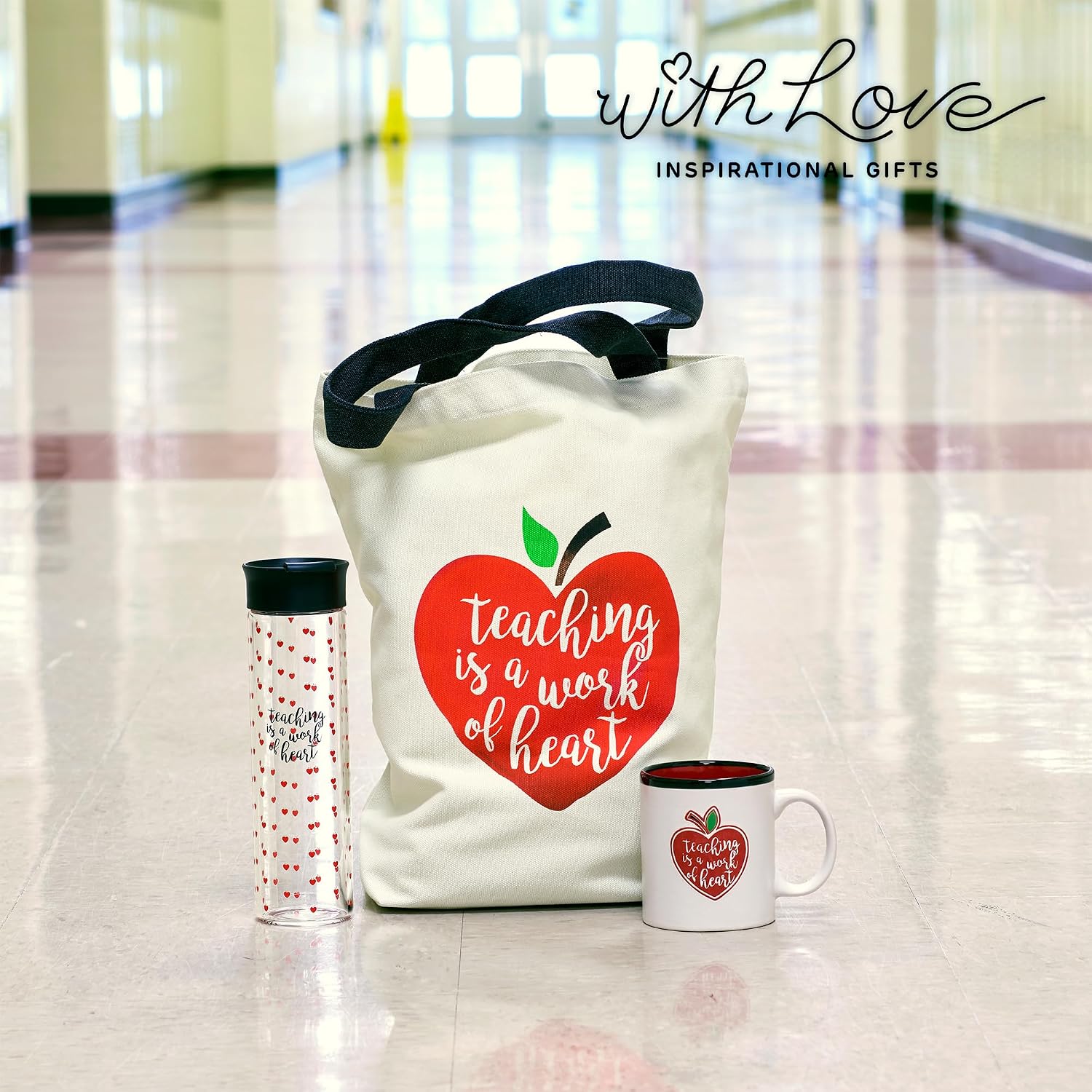 Teaching is a Work of Heart Coffee Mug, w/Red Heart Apple, Teacher Appreciation End of Year Gift, 13 oz White Ceramic Microwave Dishwasher Safe image 4
