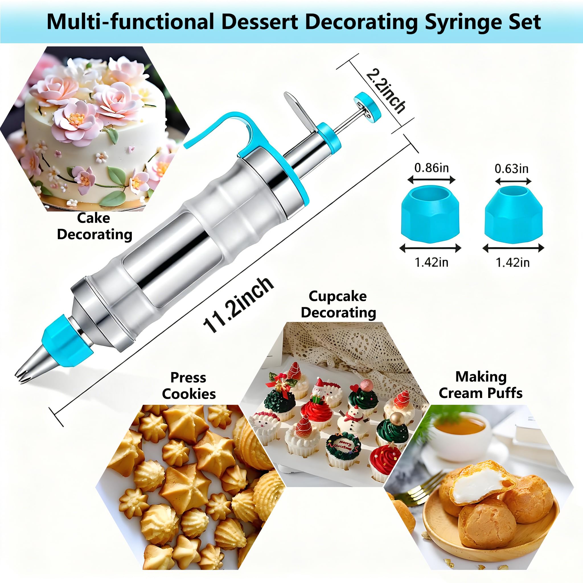 Kuchendekorations-Set, Dessert-Spritzen-Set mit Aufbewahrungsbox für Anfänger, Spritzbeutel und Spritztüllen-Set für Kekse, Cupcakes und Kuchen, Zuckerguss, Fondant