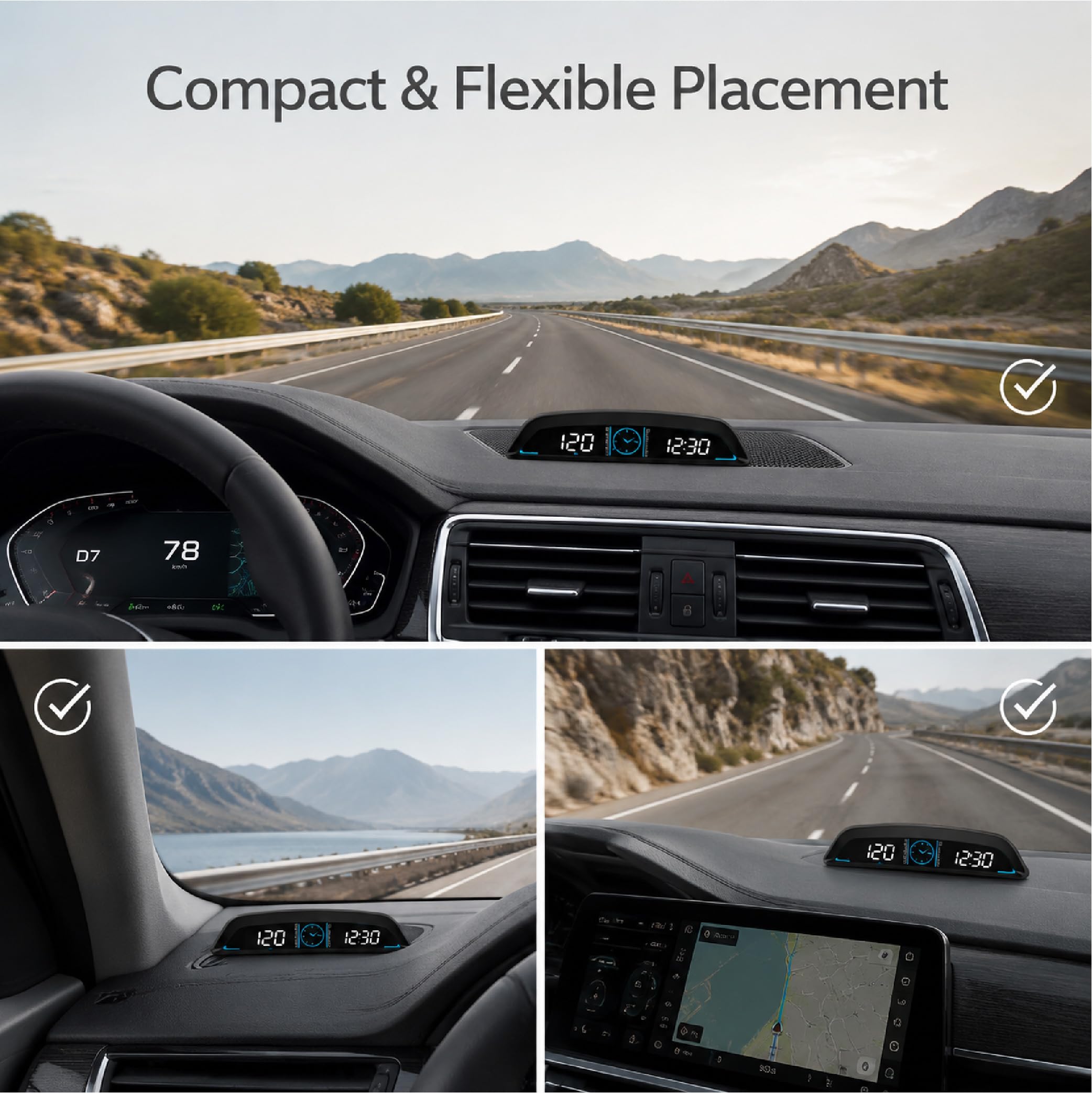 Head Up Display Car pour VW Ameo 2016-2020, Écran Numérique avec Vitesse Température et Alerte Fatigue à Installation USB Rapide