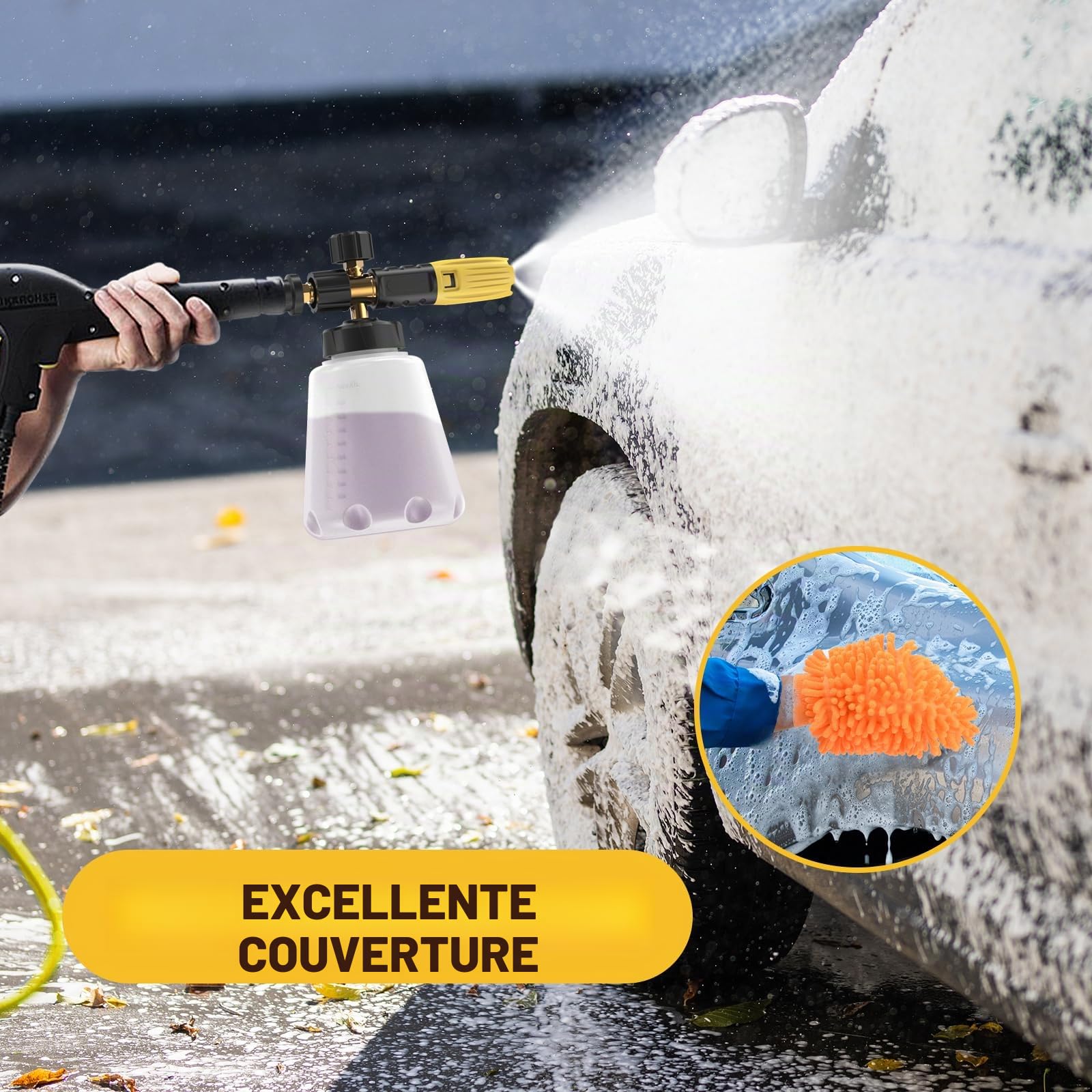 OHAYORI Lance À Mousse À Neige Pour Nettoyeur Haute Pression Karcher K2 K3 K4 K5 K6 K7, Canon À Mousse de Rechange Amélioré Connect et Distributeur de Savon À Large Goulot, Buse Réglable