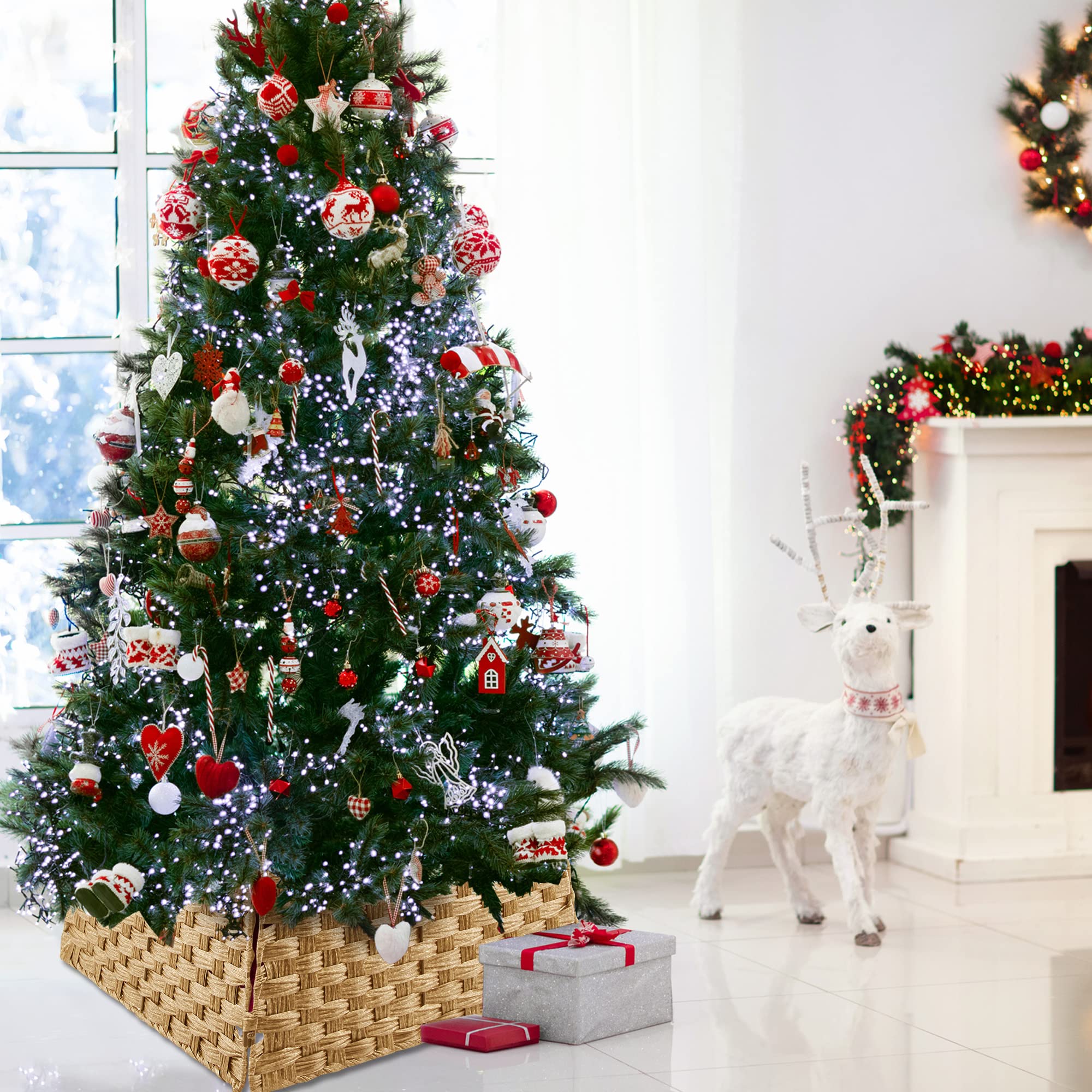 Amazon.co.jp: FEQO クリスマスツリーカラー 籐 枝編み細工