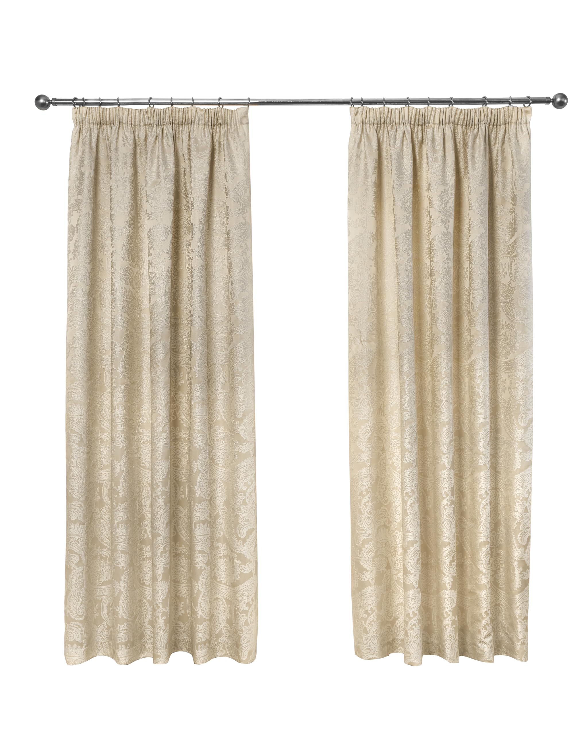 Emma Barclay Jacquard Pencil Pleat Curtains Duchess Cream 117X137cm
