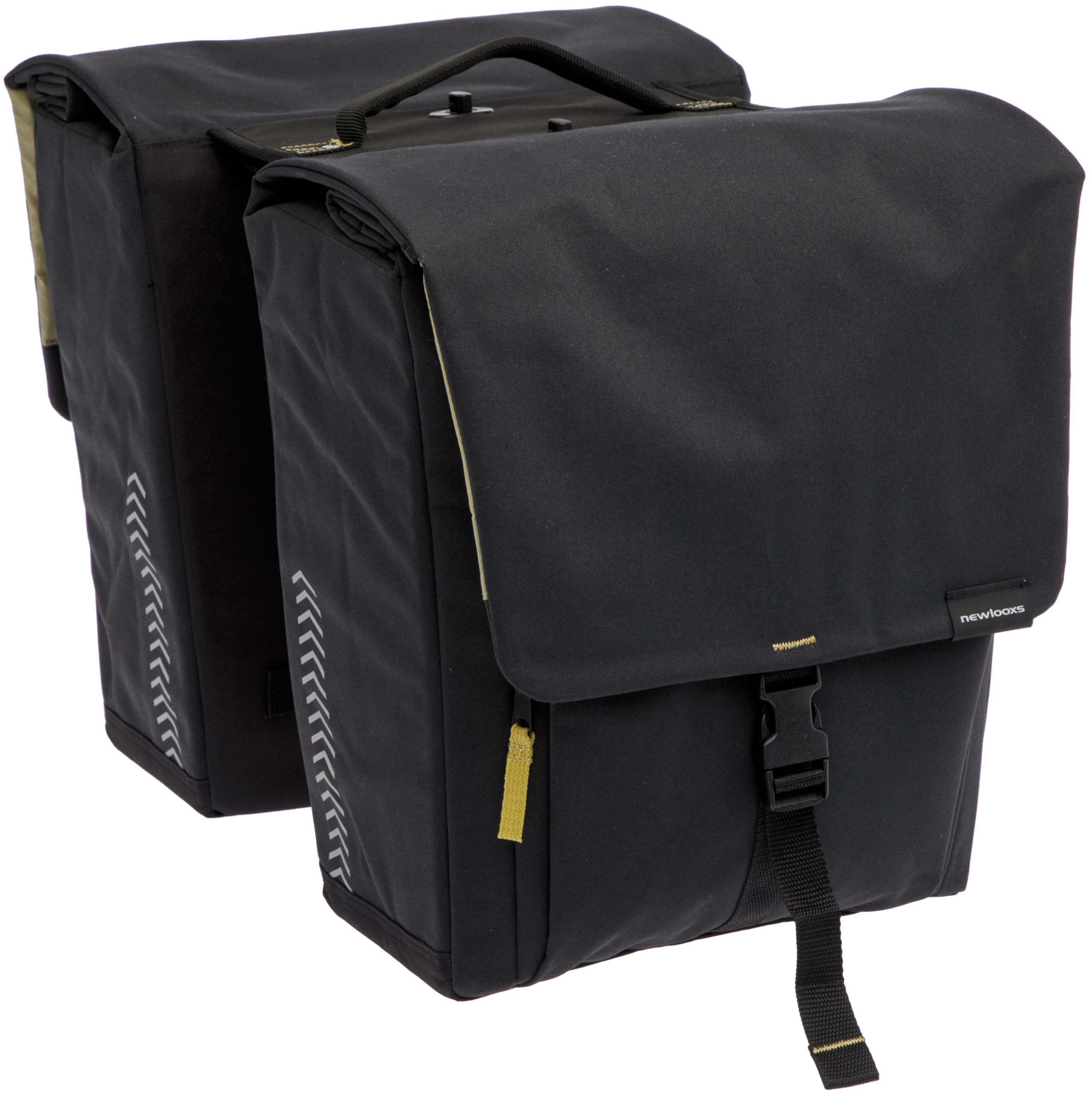 New Looxs Tulum Double Sacoche Double avec Fermetures rotatives en Polyester recyclé Convient aux vélos électriques Double Sacoche de vélo pour Porte-Bagages Noir