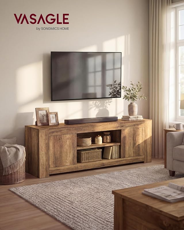 VASAGLE TV Stand with Storage, Farmhouse Entertainment Center for 80'' TV image 2